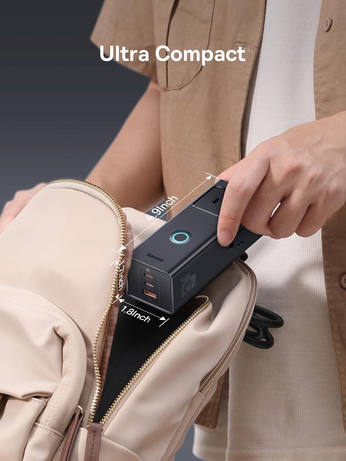 imageBaseus Power Strip Surge Protector 1200J  PD20W USB C Charger Extension Cord with 3 AC Outlets ampamp 3 USB Port Fast Charging Charging Station for Office Dorm Room HomePD20WBlack