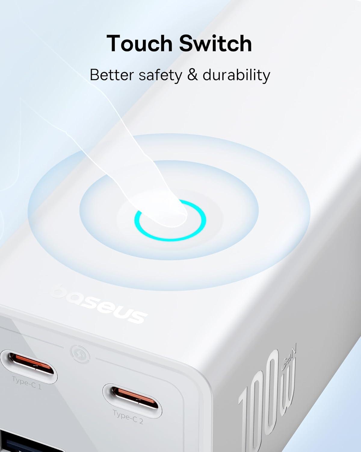 imageBaseus Power Strip Surge Protector 1200J  PD20W USB C Charger Extension Cord with 3 AC Outlets ampamp 3 USB Port Fast Charging Charging Station for Office Dorm Room HomePD100WWhite