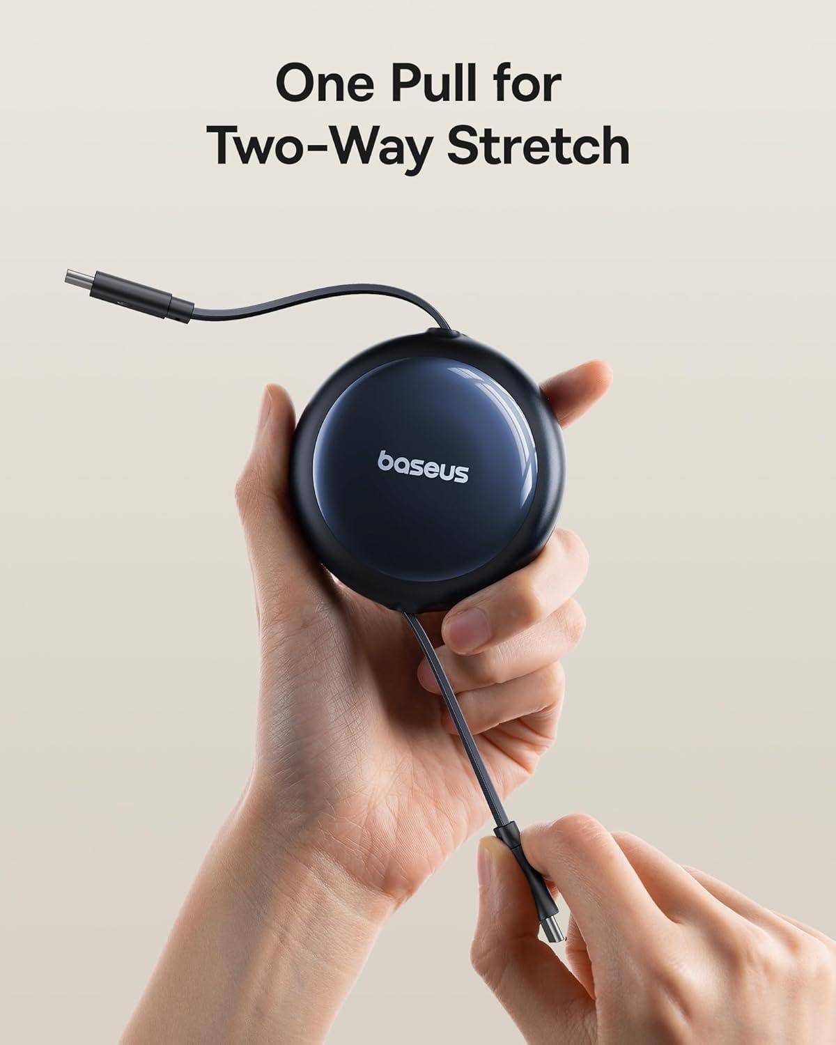 imageBaseus Retractable USB C Cable 100W 2 in 1 USBC to USBC Multi Fast Charging Cable 5 Length Presets 4ft 5A Type C Charger Cord for iPhone 17 ProPlusMax Galaxy S24S23 iPad Pro Tablet49ft