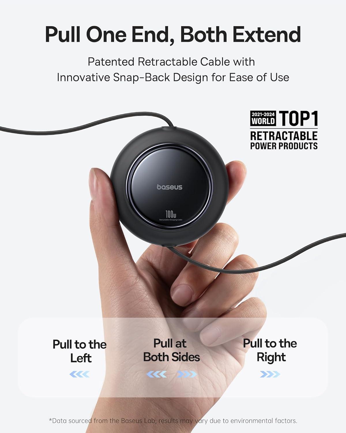 imageBaseus Retractable USB C Cable 100W 2 in 1 USBC to USBC Multi Fast Charging Cable 5 Length Presets 4ft 5A Type C Charger Cord for iPhone 17 ProPlusMax Galaxy S24S23 iPad Pro Tablet4ft