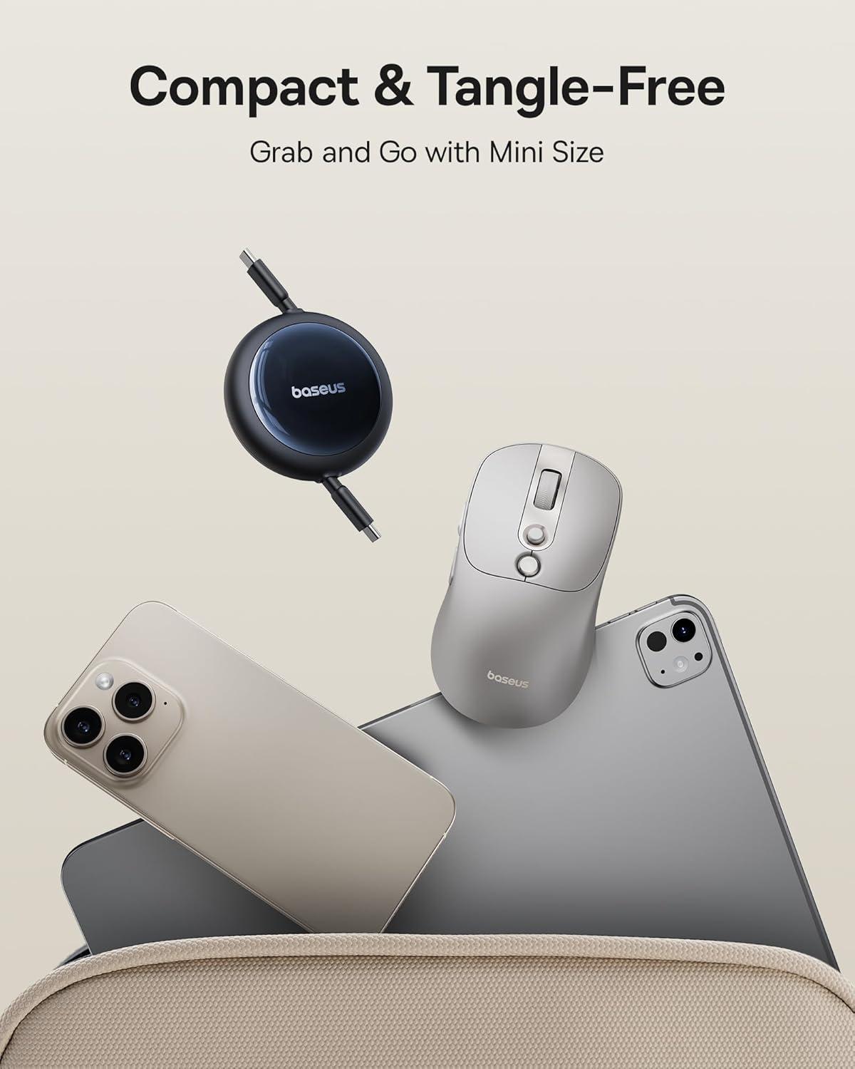 imageBaseus Retractable USB C Cable 100W 2 in 1 USBC to USBC Multi Fast Charging Cable 5 Length Presets 4ft 5A Type C Charger Cord for iPhone 17 ProPlusMax Galaxy S24S23 iPad Pro Tablet49ft