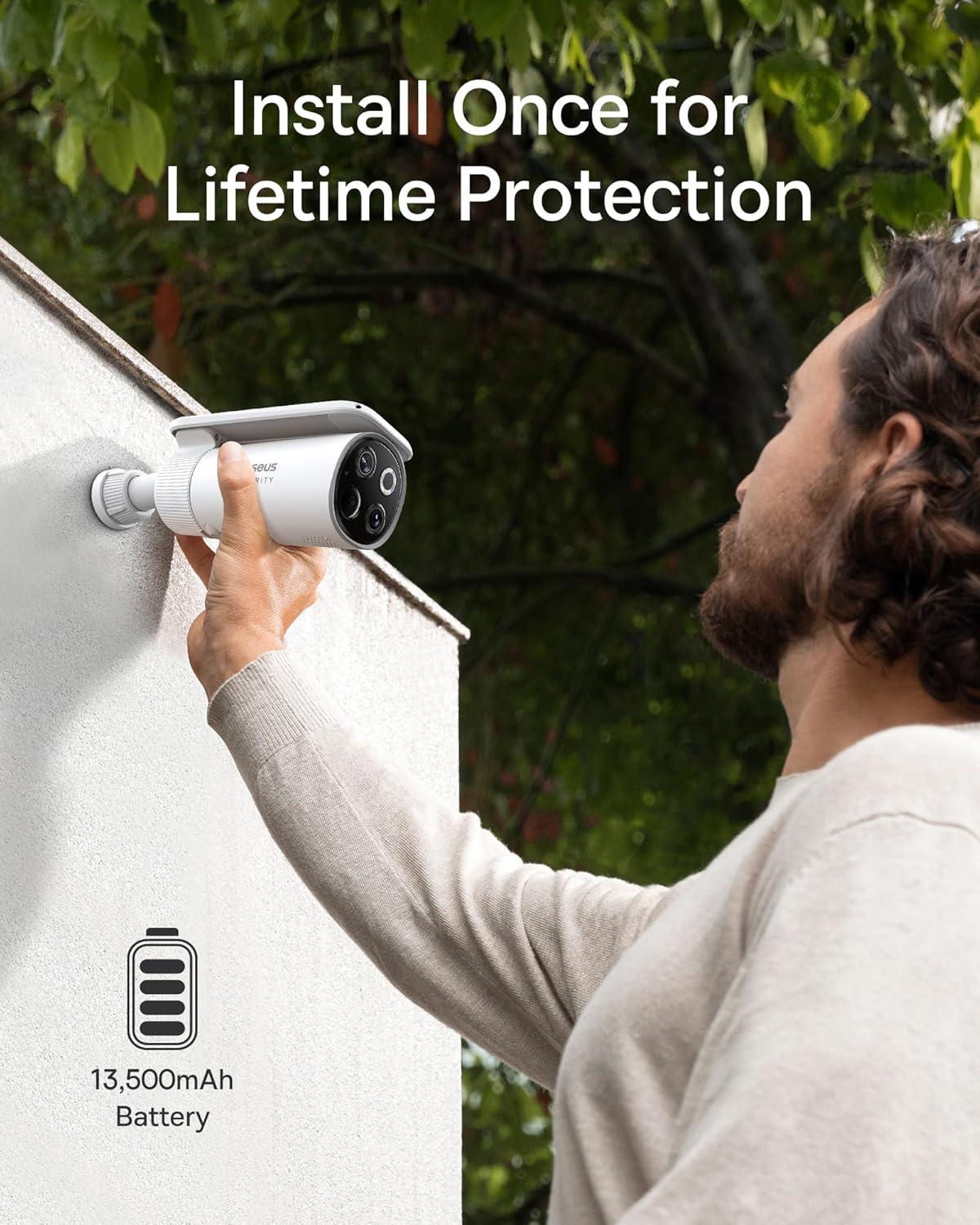 imageBaseus Solar Security Camera Wireless Outdoor S1 Pro 2Cam Kit Forever Power with Auto SunlightTracking System Dual Camera with 3K Clarity No Monthly Fee 16TB Expandable Local StorageSolar 2Cam Kit