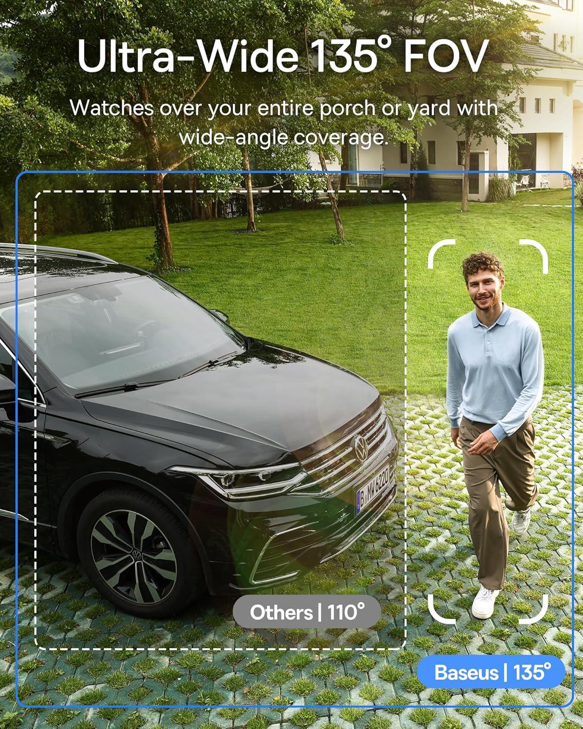 imageBaseus Solar Security Cameras Wireless Outdoor S1 Lite 2K QHD Solocam Continuous Power Color Night Vision AI Human Detection IP67 No Monthly Fee Local Storage Works with Alexa ampamp Google Home2K SoloCam 4Pack