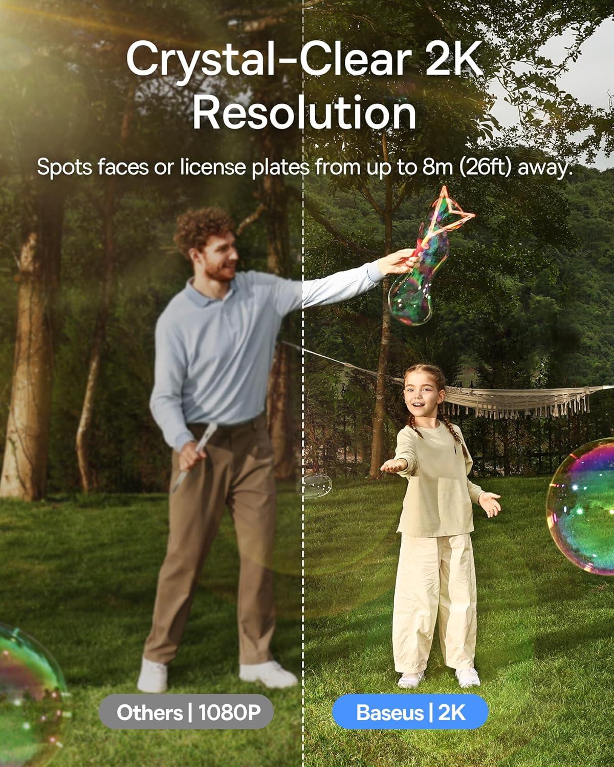 imageBaseus Solar Security Cameras Wireless Outdoor S1 Lite 2K QHD Solocam Continuous Power Color Night Vision AI Human Detection IP67 No Monthly Fee Local Storage Works with Alexa ampamp Google Home2K Solocam