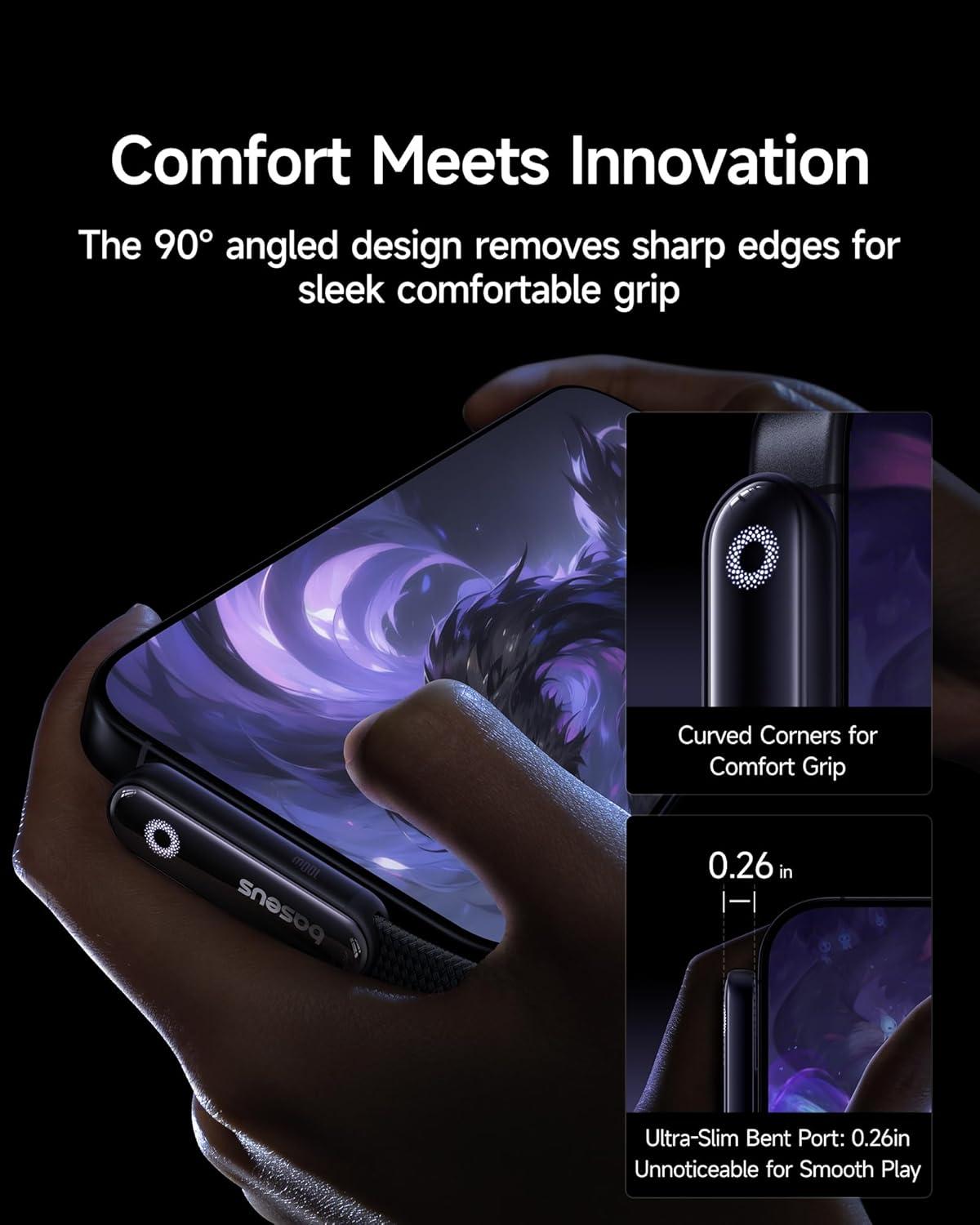 imageBaseus USB C Cable 100W 5A Fast Charging Right Angle USB C to USB C Cable Type C Charger Cord with Atmosphere Light for iPhone 16 15 Pro Plus Pro Max Galaxy S24S23 MacBook iPad 33ftBlack