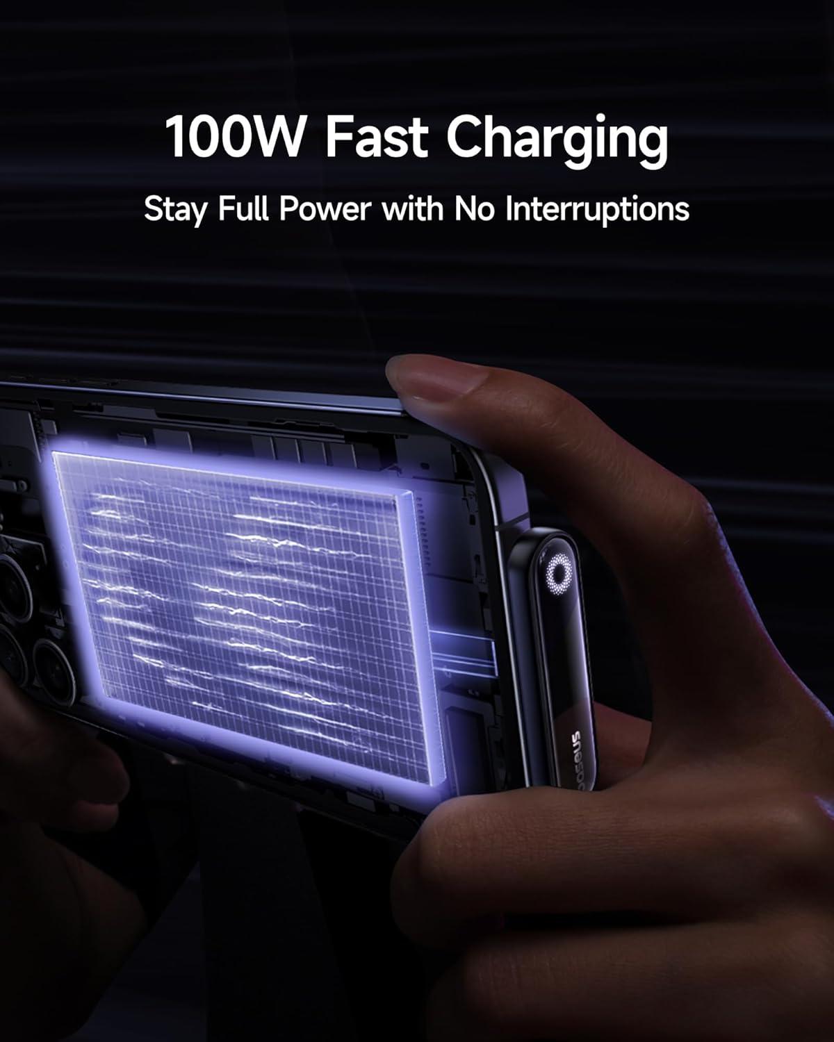 imageBaseus USB C Cable 100W 5A Fast Charging Right Angle USB C to USB C Cable Type C Charger Cord with Atmosphere Light for iPhone 16 15 Pro Plus Pro Max Galaxy S24S23 MacBook iPad 33ftBlack