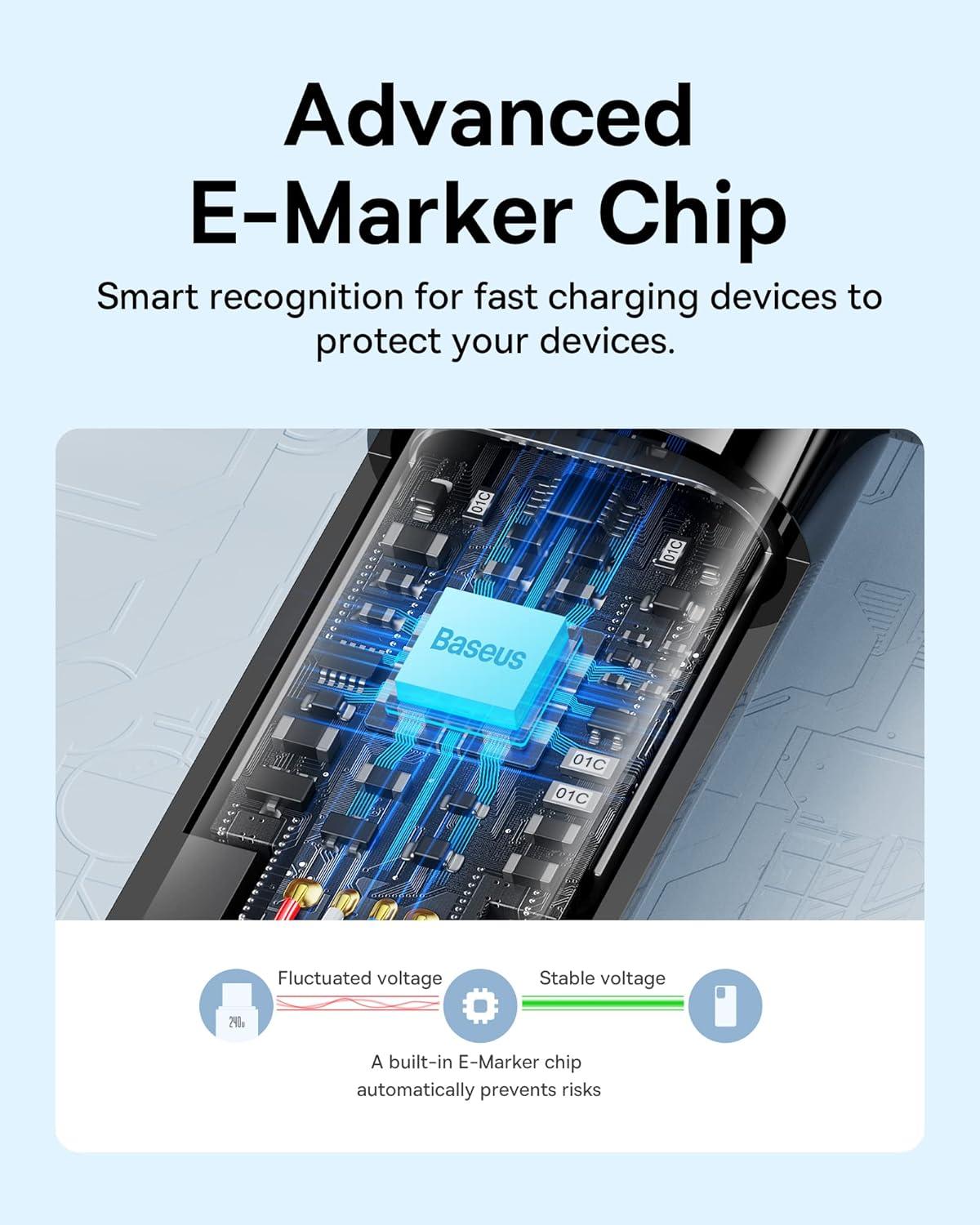 imageBaseus USB C Cable 240W PD 5A Fast Charging USBC to USBC Cable Zine Alloy Nylon Braided Type C Charger Cord for iPhone 17 16 ProPlusPro Max MacBook iPad ProMini Samsung S23S22 66ftBlack