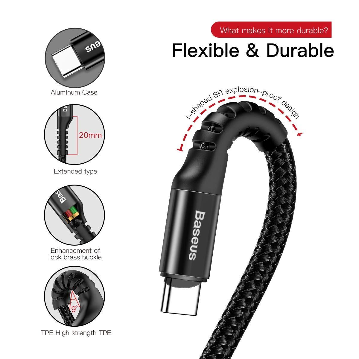 imageBaseus USB Type C Cable for Car Retractable Cable3FT Curly USB A to USBC Fast Charger Cord Compatible Samsung Galaxy S10 S9 S8 Plus Note 9 8 Moto Z LG5G6V20 USB C Devices BlackUSB A to USB C