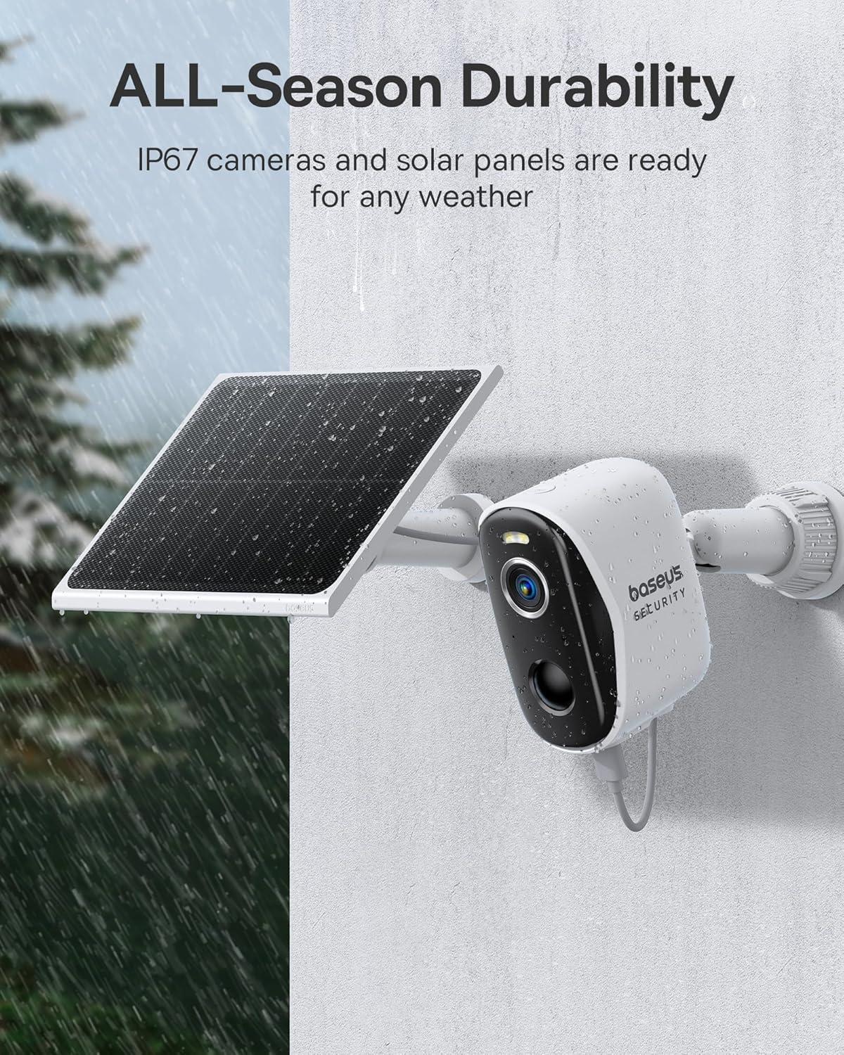 imageBaseus Wireless Outdoor N1 Add on Security Camera Requires H1 HomeStation 2K HD Clarity 210Day Battery Life No Monthly Fee 145 FOV Color Night Vision and IP672Cam Kit Solar Panel