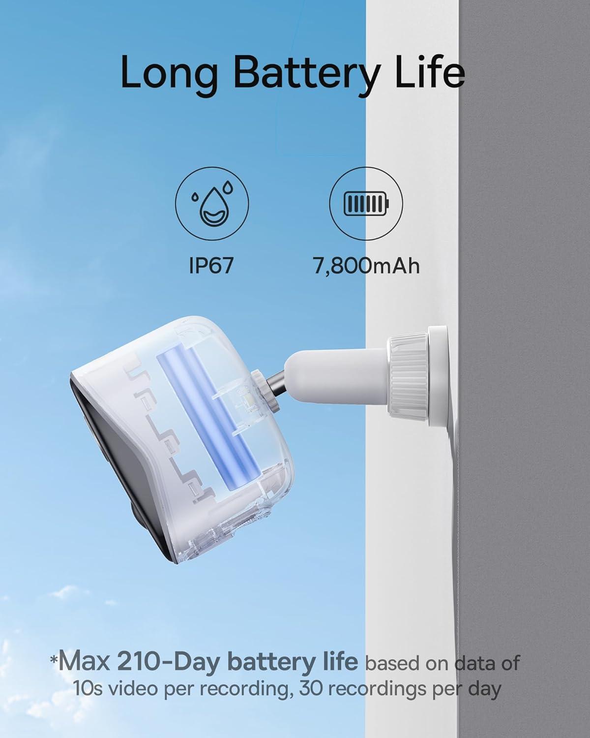 imageBaseus Wireless Outdoor N1 Add on Security Camera Requires H1 HomeStation 2K HD Clarity 210Day Battery Life No Monthly Fee 145 FOV Color Night Vision and IP672Cam Kit Grey