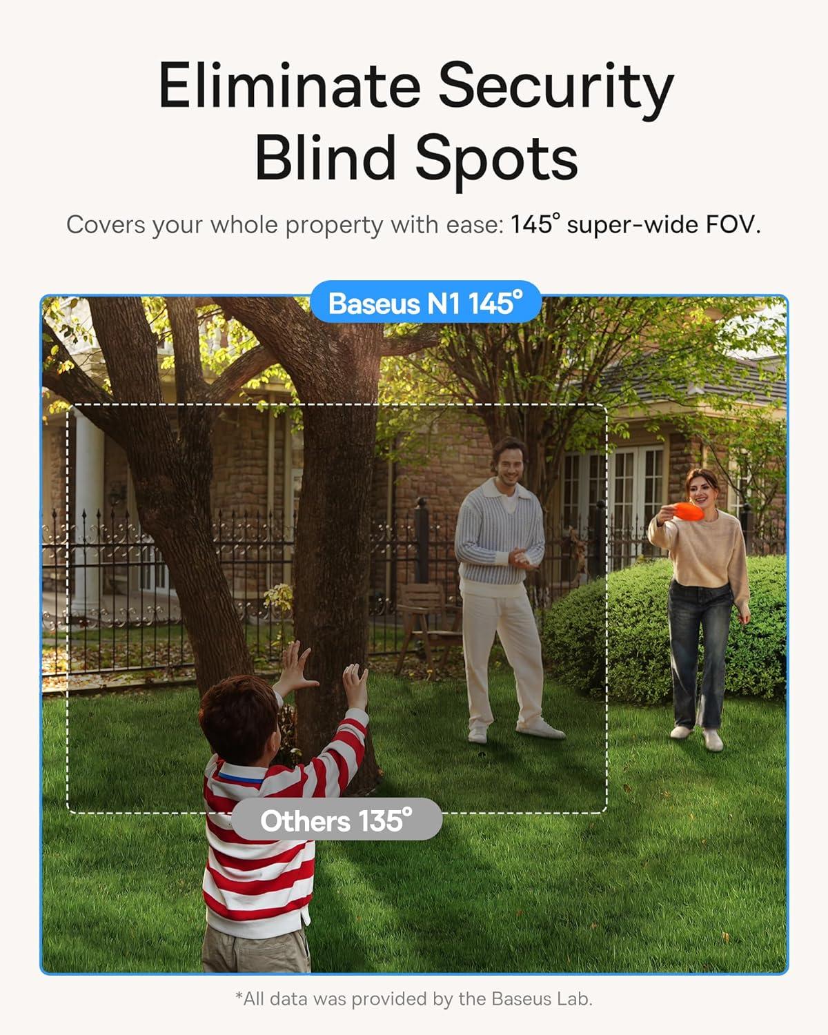 imageBaseus Wireless Outdoor N1 Add on Security Camera Requires H1 HomeStation 2K HD Clarity 210Day Battery Life No Monthly Fee 145 FOV Color Night Vision and IP67AddOn Cam