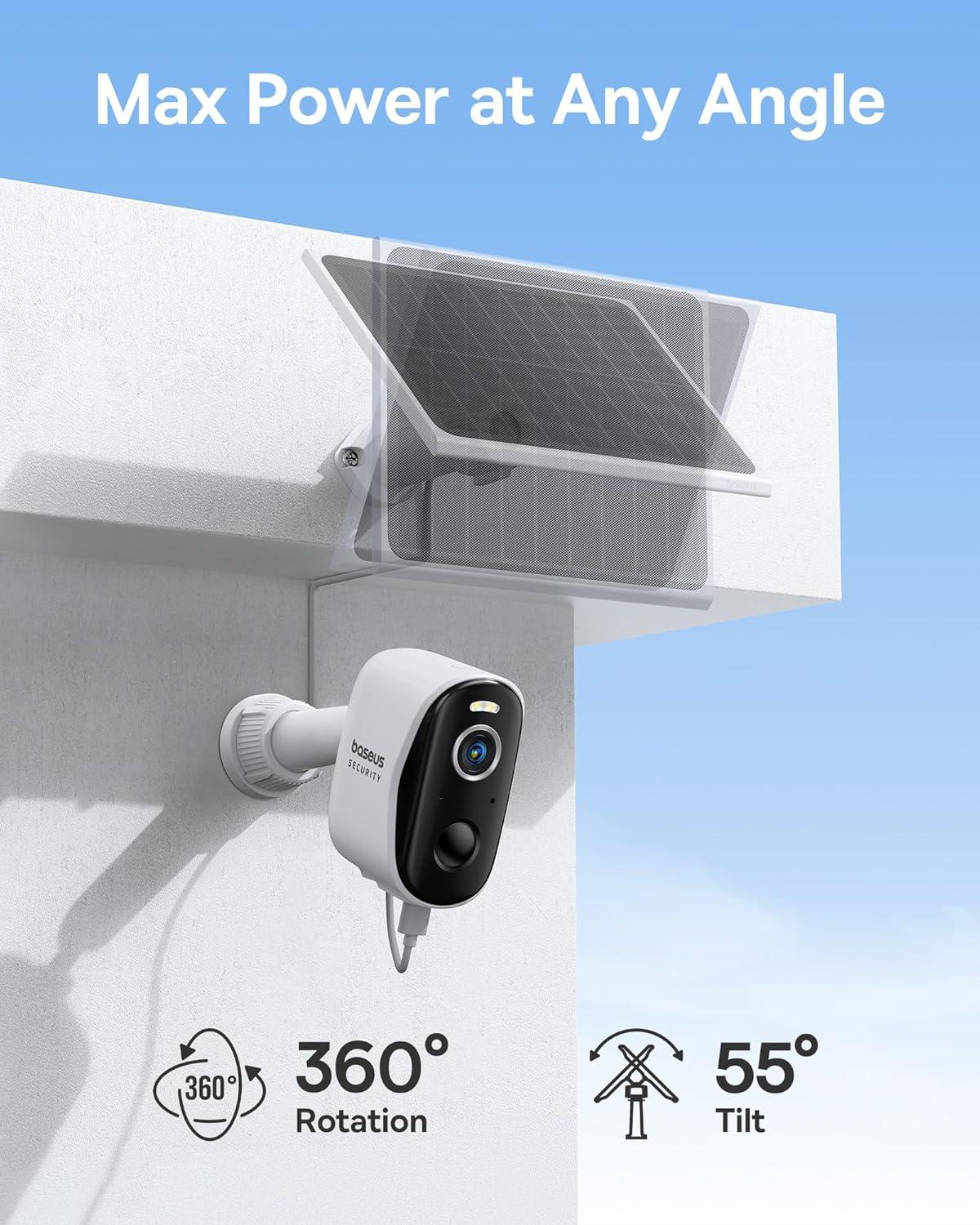 imageBaseus Wireless Outdoor N1 Add on Security Camera Requires H1 HomeStation 2K HD Clarity 210Day Battery Life No Monthly Fee 145 FOV Color Night Vision and IP672Cam Kit Solar Panel