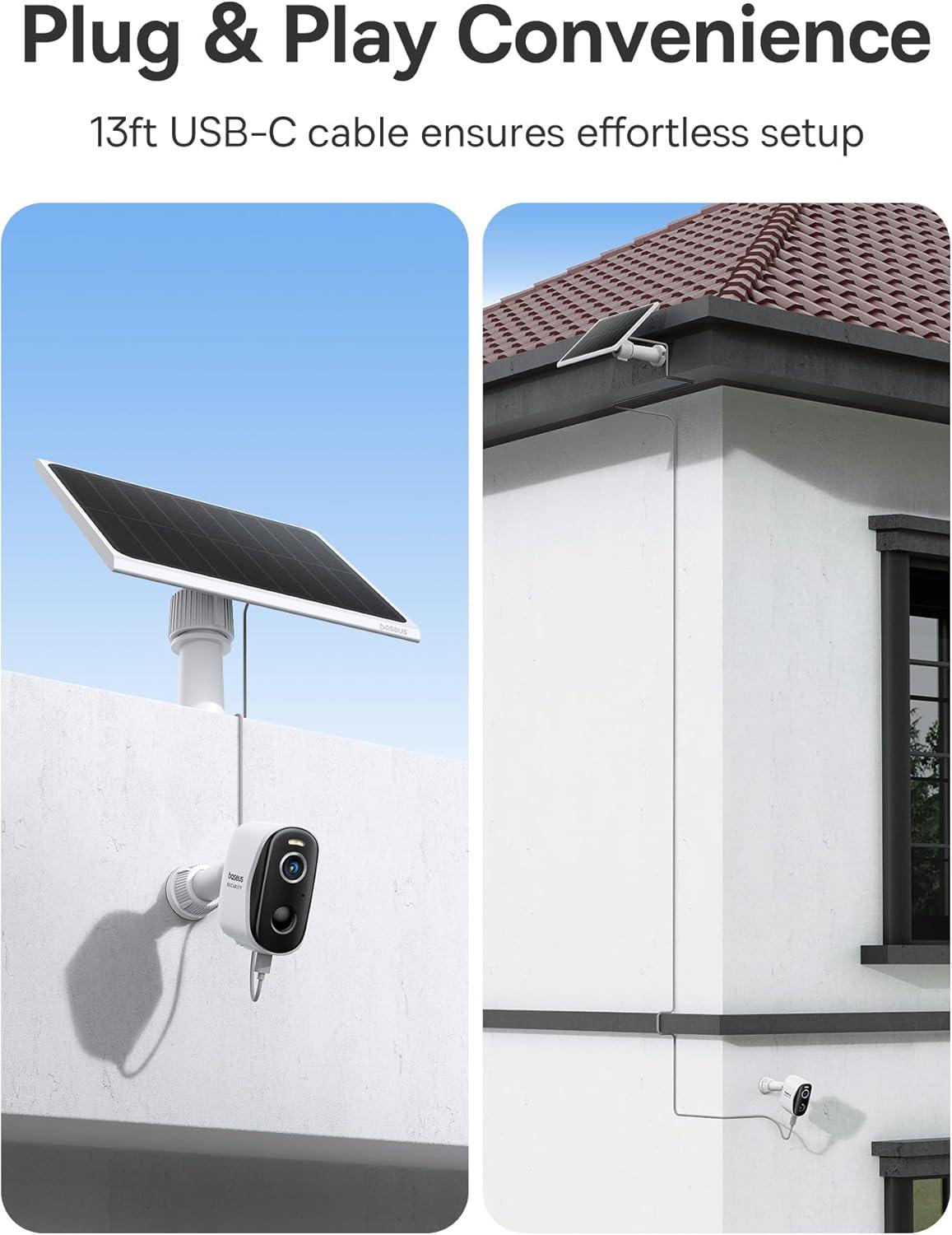 imageBaseus Wireless Outdoor N1 Add on Security Camera Requires H1 HomeStation 2K HD Clarity 210Day Battery Life No Monthly Fee 145 FOV Color Night Vision and IP672Cam Kit Solar Panel