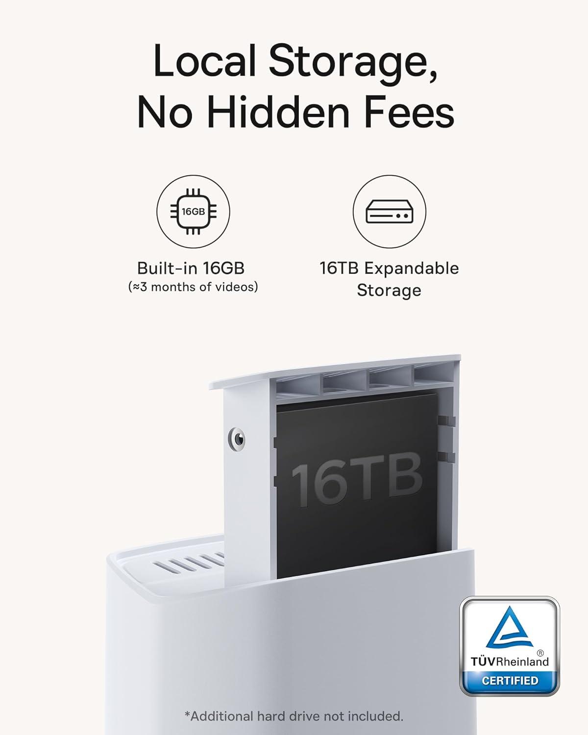 imageBaseus Wirelsss Cameras for Home Security N1 3Cam Kit with 2K Clarity No Monthly Fee 16TB Expandable Local Storage 210Day Battery Life Spotlight ampamp Alarm Compatible with Alexa and Google Home