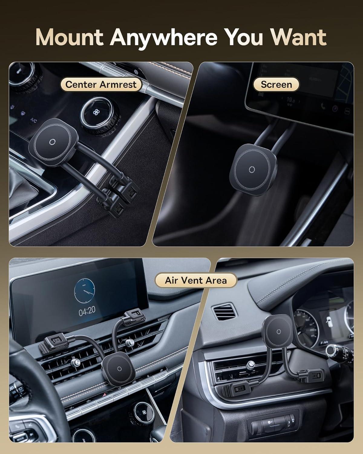 imageBaseus for Magsafe Car Mount 25N Magnetic Phone Holder for Car Cell Phone Car Mount Compatible with iPhone 17 to 13 Pro Plus Max Mini Bendable Memory Titanium Alloy for All DashboardBlack