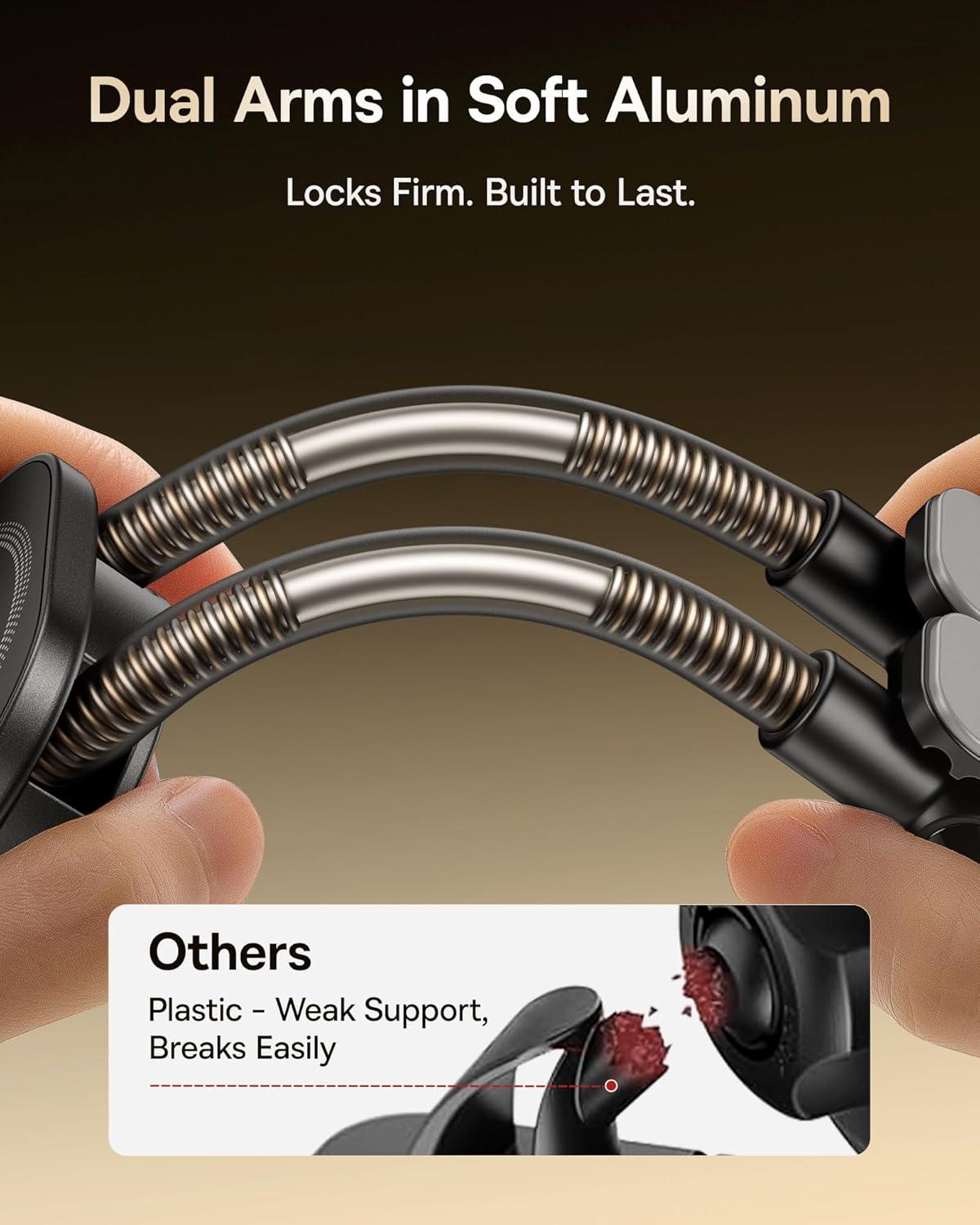 imageBaseus for Magsafe Car Mount 25N Magnetic Phone Holder for Car Cell Phone Car Mount Compatible with iPhone 17 to 13 Pro Plus Max Mini Bendable Memory Titanium Alloy for All DashboardBlack