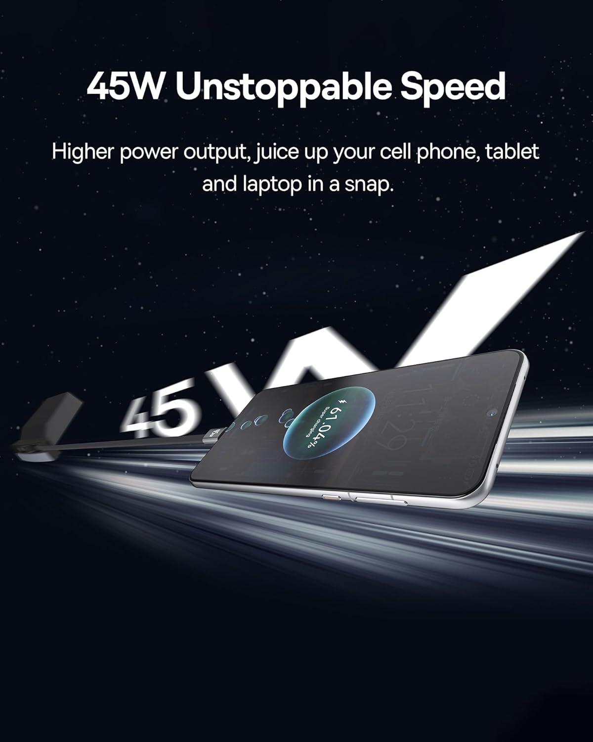 imageTesla USB Hub for 2021 2022 2023 Tesla Model Y Model 3 Baseus Hub Docking Station with Fast Charging Builtin Dual Retractable Cable Multi Port Tesla Accessories Hub of Center Console for Model Y3