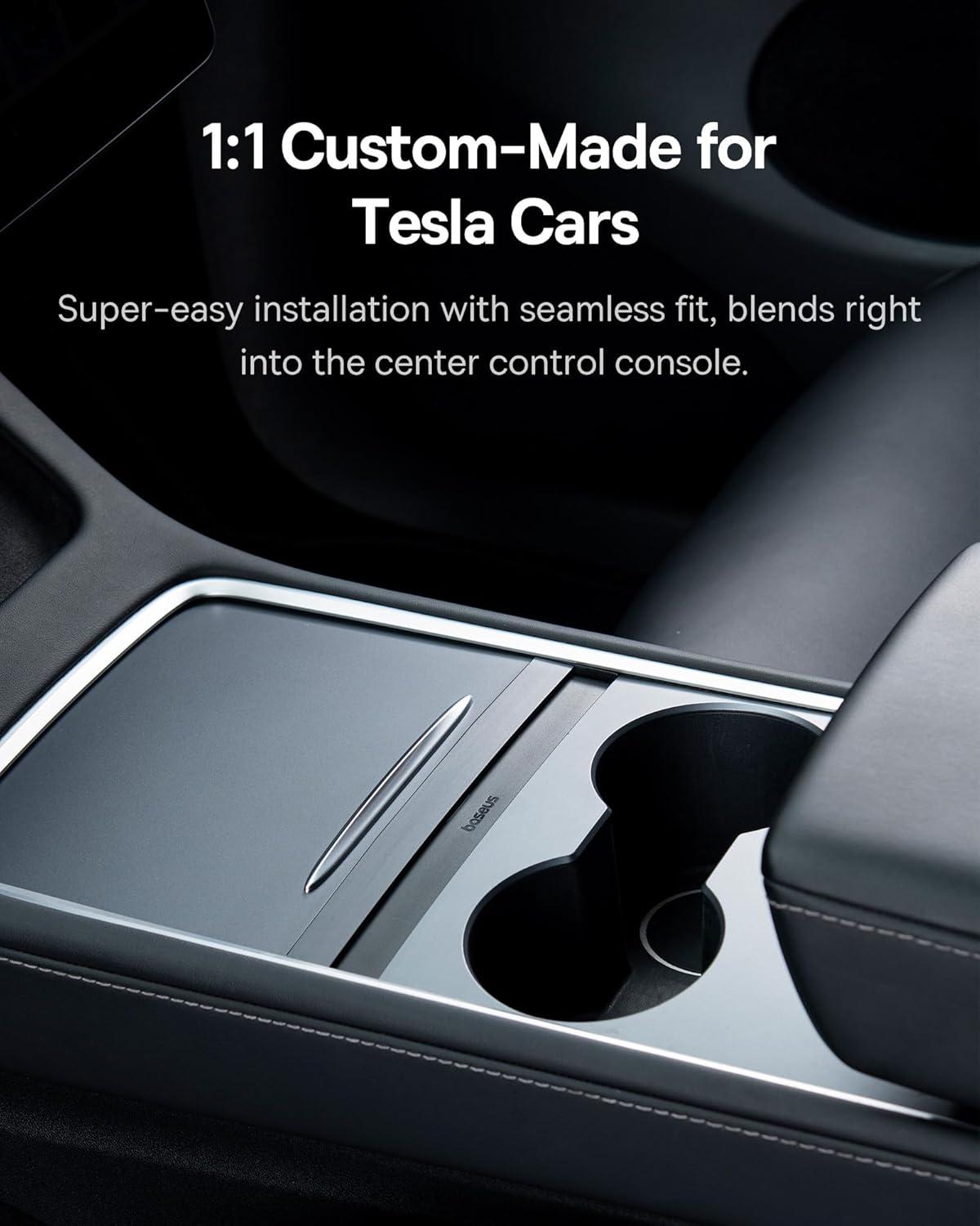 imageTesla USB Hub for 2021 2022 2023 Tesla Model Y Model 3 Baseus Hub Docking Station with Fast Charging Builtin Dual Retractable Cable Multi Port Tesla Accessories Hub of Center Console for Model Y3