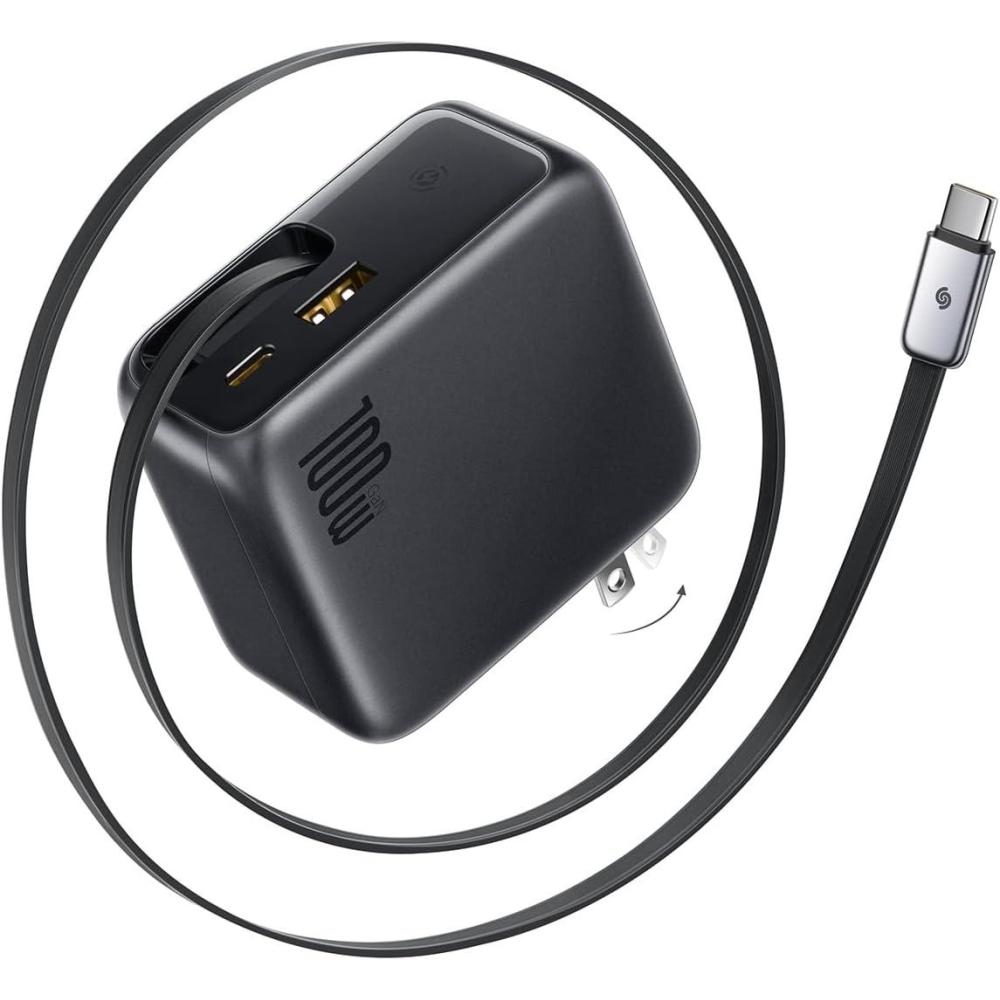 imageBaseus Enercore CJ11 Retractable USB C Charger 67W 3 in 1 Fast Charging Block with Foldable Plug PDPPS for Galaxy S25iPhone 171615 SeriesMacBook AirAirpods 4100W