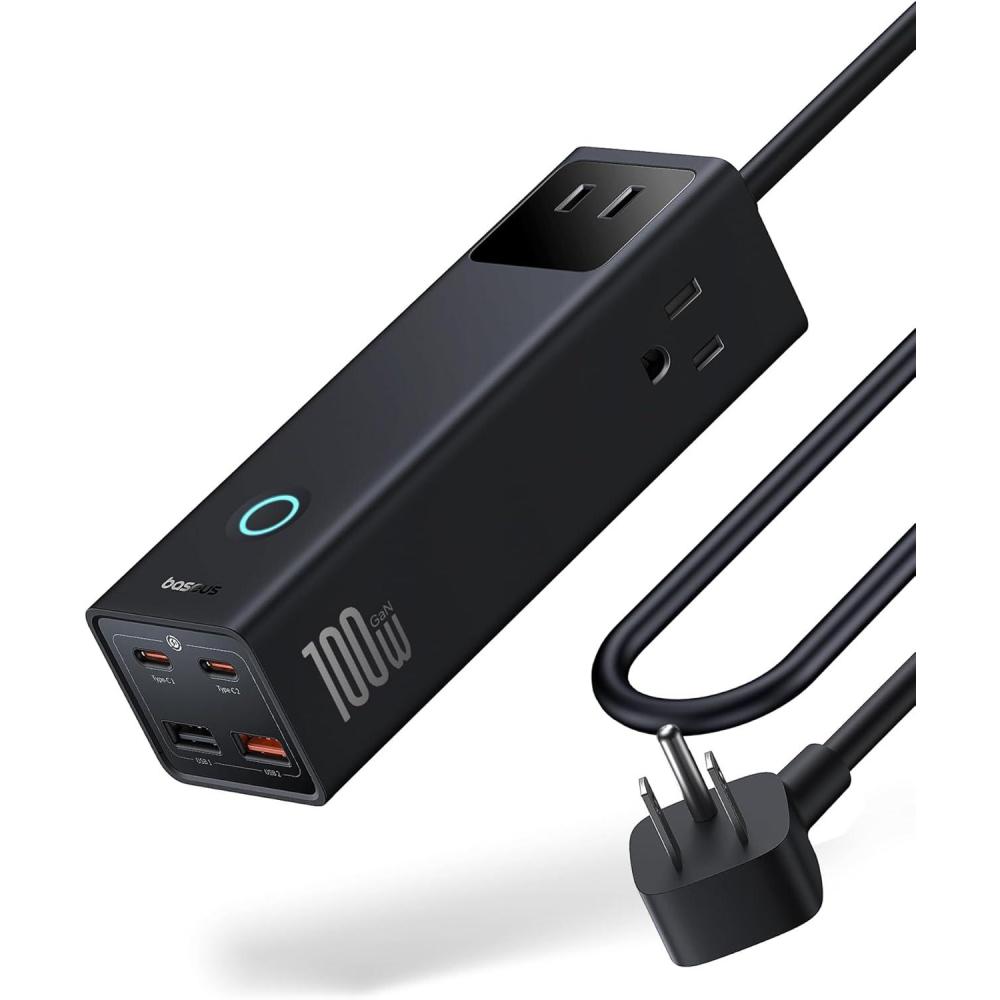 imageBaseus Power Strip Surge Protector 1200J  PD20W USB C Charger Extension Cord with 3 AC Outlets ampamp 3 USB Port Fast Charging Charging Station for Office Dorm Room HomePD100WBlack