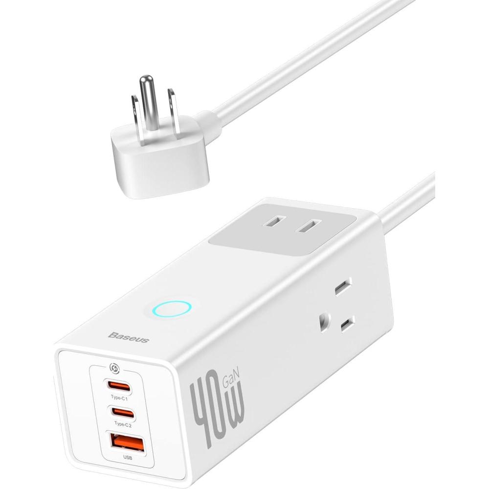 imageBaseus Power Strip Surge Protector 1200J  PD20W USB C Charger Extension Cord with 3 AC Outlets ampamp 3 USB Port Fast Charging Charging Station for Office Dorm Room HomePD40WWhite
