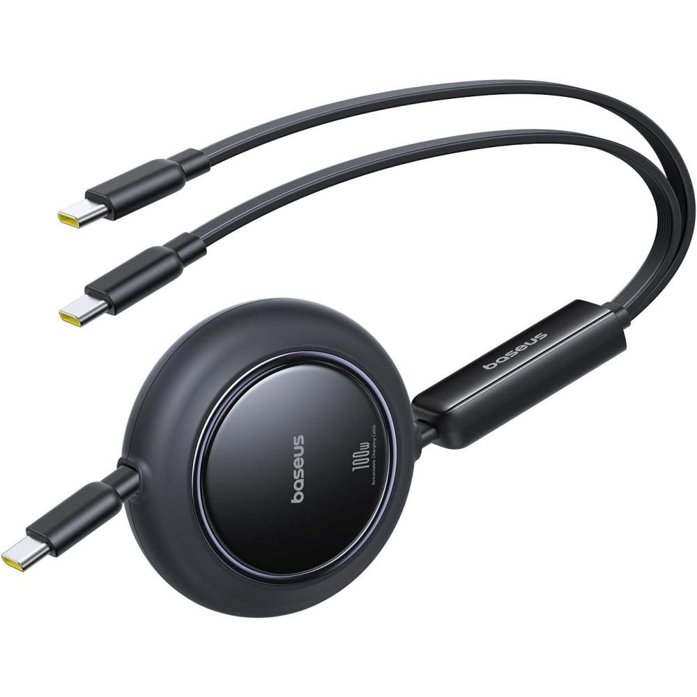 imageBaseus Retractable USB C Cable 100W 2 in 1 USBC to USBC Multi Fast Charging Cable 5 Length Presets 4ft 5A Type C Charger Cord for iPhone 17 ProPlusMax Galaxy S24S23 iPad Pro Tablet4ft