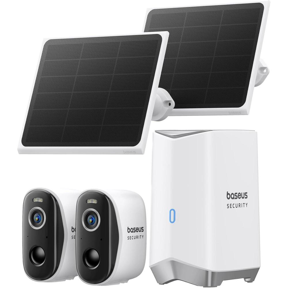 imageBaseus Wireless Outdoor N1 Add on Security Camera Requires H1 HomeStation 2K HD Clarity 210Day Battery Life No Monthly Fee 145 FOV Color Night Vision and IP672Cam Kit Solar Panel