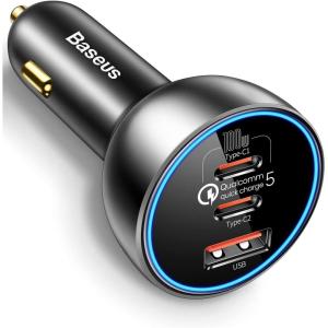 imageBaseus 160W USB C Car Charger QC50 PD30 PPS 3 Ports Super Fast Charging Modern Style Compatible with iPhone 151413 Pro Samsung S22 iPad MacBook Pro160W without Cable