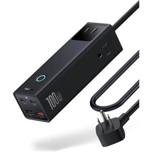 imageBaseus Power Strip Surge Protector 1200J  PD20W USB C Charger Extension Cord with 3 AC Outlets ampamp 3 USB Port Fast Charging Charging Station for Office Dorm Room HomePD100WBlack
