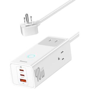 imageBaseus Power Strip Surge Protector 1200J  PD20W USB C Charger Extension Cord with 3 AC Outlets ampamp 3 USB Port Fast Charging Charging Station for Office Dorm Room HomePD40WWhite