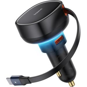 imageBaseus USB C Car Charger 60W Retractable Car Charger Dual Fast Charging Compatible with iPhone 15141312 Pro Max Plus Samsung Galaxy S23S22S21 Ultra Google Pixel and More