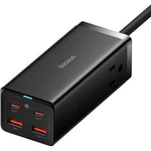 imageBaseus USB C Charger  100W Power Strip PowerCombo with 4 USB Ports ampamp 2 Outlet Extender  USB Charging Station for MacBook ProLaptopsiPhoneSamsungiPad Fast Charging
