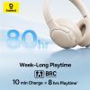imageBaseus Bass BH1 Lite Bluetooth Headphones Over Ear SuperBass 80H PlaytimeAI ENC Clear Calls Comfortable Fit Smart App Control Bluetooth 60 Foldable Lightwight Headset for Travel Milky WhiteMilky White