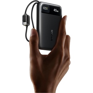 image:imageBaseus 45W Ultra Slim 10000mAh Power Bank Builtin USBC Cables CCC Certified Portable Charger Travel Essential Fast Charging Pocket Size Phone Battery Pack for iPhone 17 16 Samsung S25 S24 iPadDeep Black