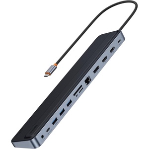 image:imageBaseus 11in1 Docking Station USB C Hub Triple Screen USB C Adapter with 2 4K HDMI 3 USB 30 Type C Power Supply VGA SDTF Card Reader Ethernet 35mm Audio for MacBook ProAir and Type C
