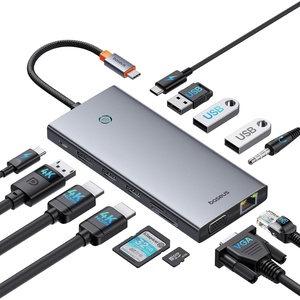 image:imageBaseus 13 in 1 Docking Station USB C Docking Station with 4K HDMI PD 3 USBA RJ45 Audio TFSD Card Reader USB Hub Compatible for MacBookDellHPSurfaceLenovo