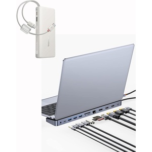 image:imageBaseus Portable Charger with Built in Cable 100W Laptop Power Bank 20000mAh Bundle with Laptop Docking Station 4K Multitasking Docking Station with 2 HDMIDP PD 3 USBA RJ45 Audio